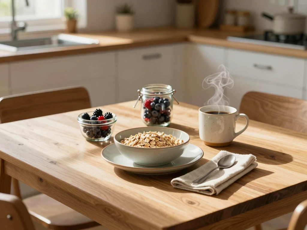 Abstrakt illustrasjon av dagsrytme og måltider